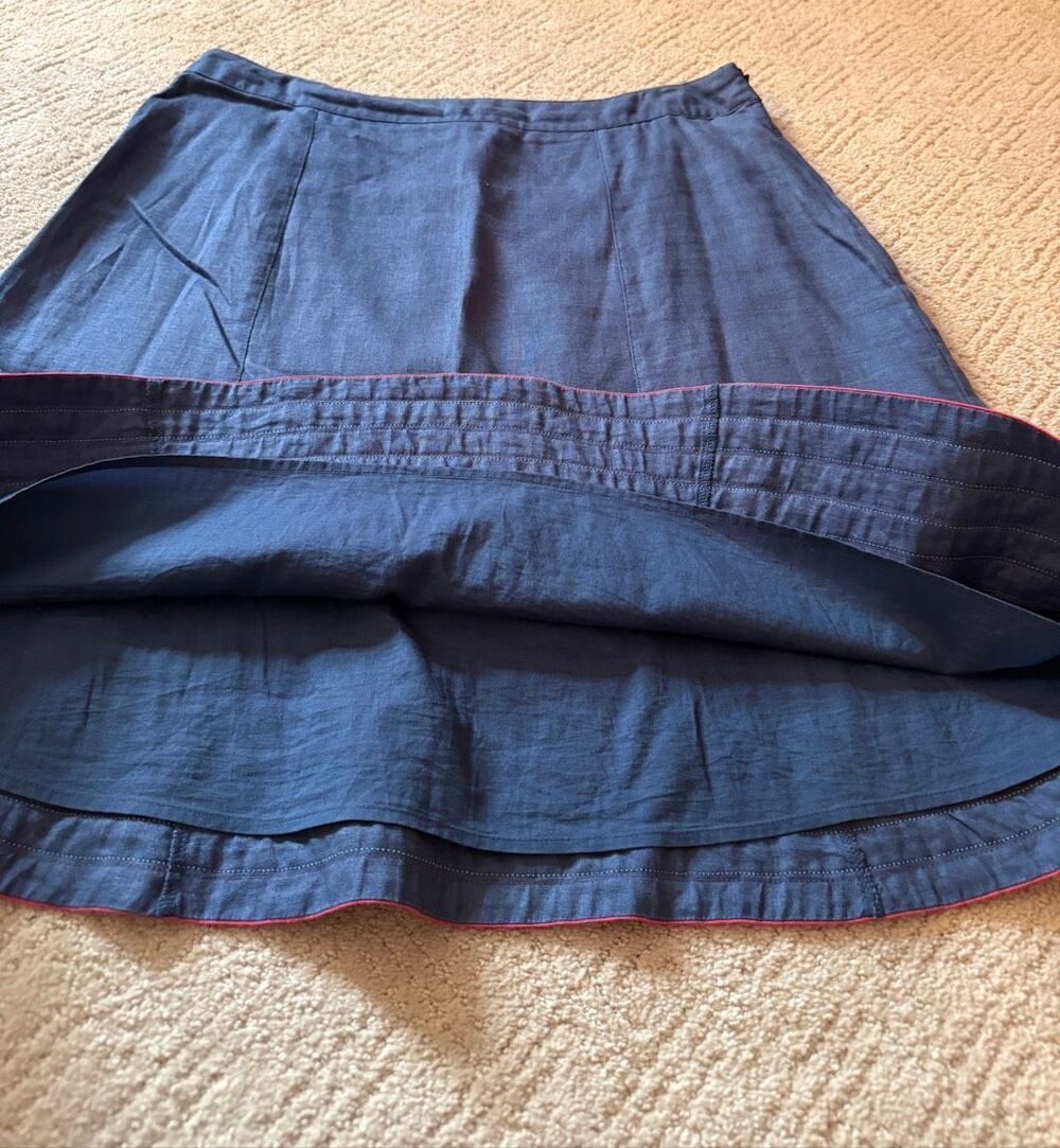 Boden Linen Chambray Side Zip A-Line Skirt - Picture 3 of 6